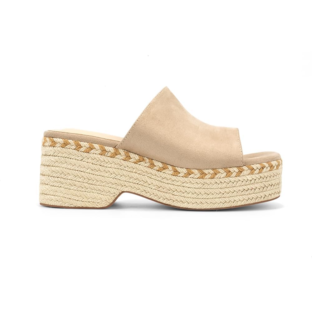 Monrovia Platform Sandals Women Slip on Raffia wedge Sandals, Espadrille Slides Bohemia Sandals, Summer Open Toe Straw Sandals for Women's Outdoor Camping Walking Beach Vacation