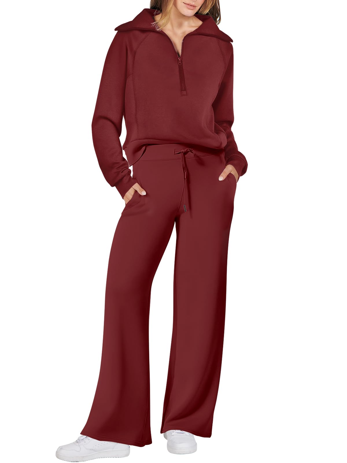 ANRABESS Women 2 Piece Outfits Sweatsuit Oversized Sweatshirt Sweatpants Tracksuit Sweat Lounge Matching Set 2025 Fall Trendy