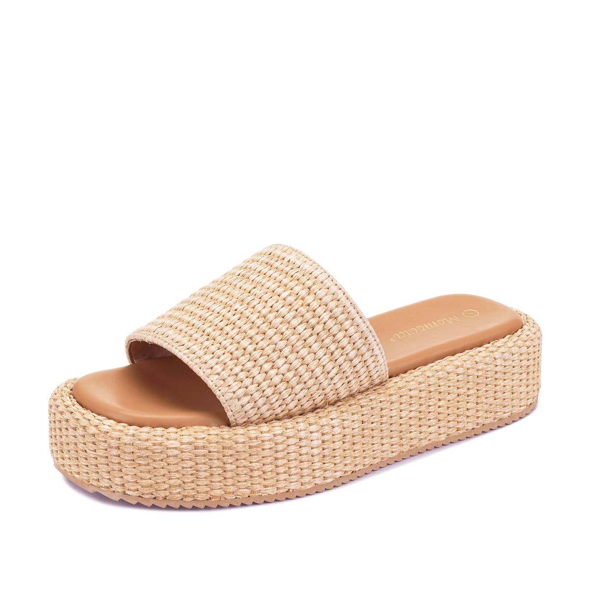 Monrovia Platform Sandals Women Slip on Raffia wedge Sandals, Espadrille Slides Bohemia Sandals, Summer Open Toe Straw Sandals for Women's Outdoor Camping Walking Beach Vacation