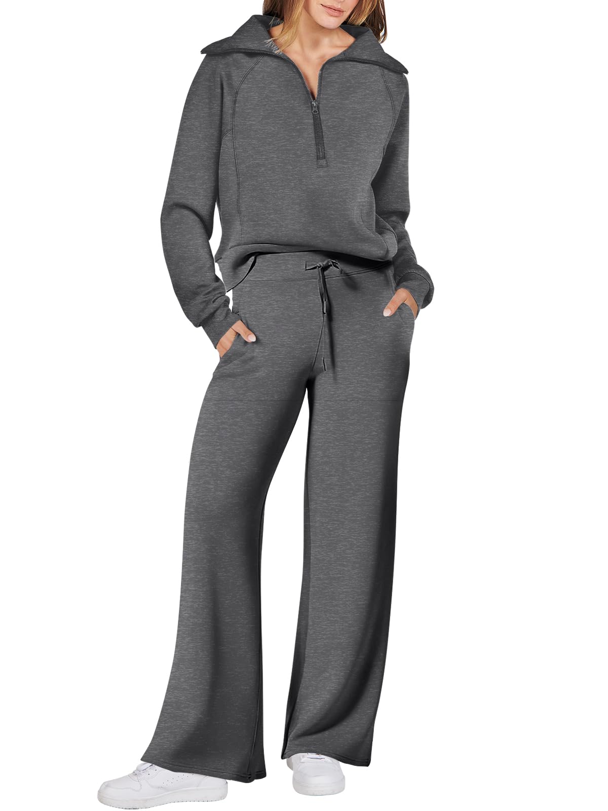 ANRABESS Women 2 Piece Outfits Sweatsuit Oversized Sweatshirt Sweatpants Tracksuit Sweat Lounge Matching Set 2025 Fall Trendy