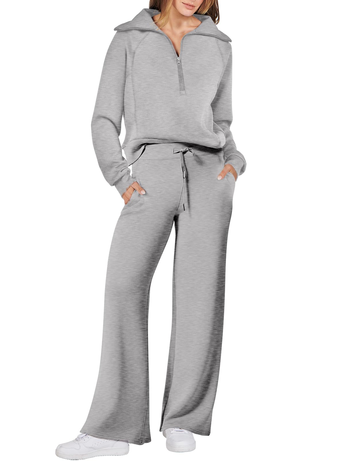 ANRABESS Women 2 Piece Outfits Sweatsuit Oversized Sweatshirt Sweatpants Tracksuit Sweat Lounge Matching Set 2025 Fall Trendy