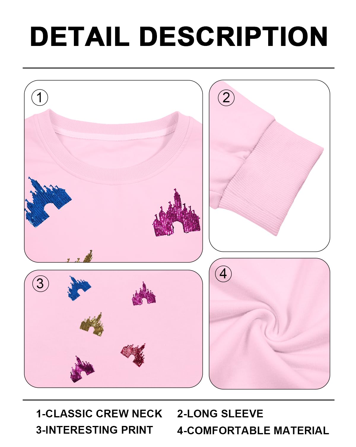 UNIQUEONE Bow Sweatshirt Womens Magic Kingdom Tee Shirt Colorful Pastel Bows Graphic Sweatshirts Oversized Holiday Pullover