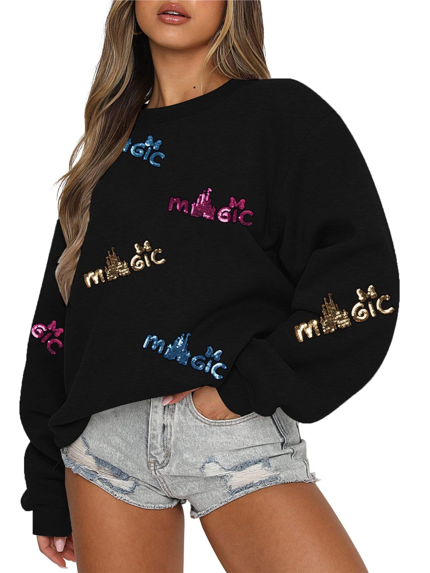 UNIQUEONE Bow Sweatshirt Womens Magic Kingdom Tee Shirt Colorful Pastel Bows Graphic Sweatshirts Oversized Holiday Pullover