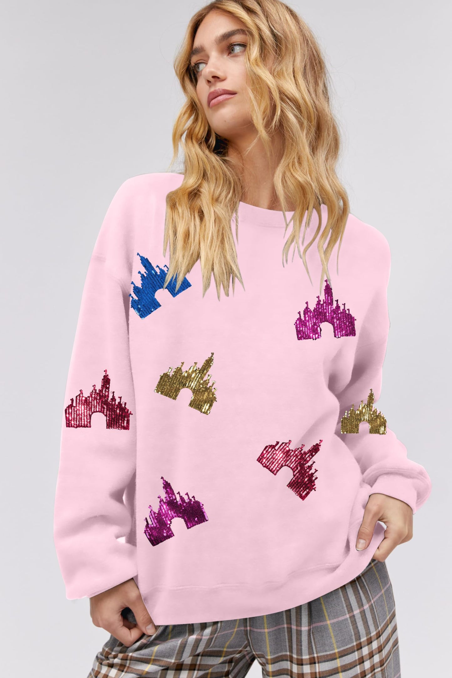 UNIQUEONE Bow Sweatshirt Womens Magic Kingdom Tee Shirt Colorful Pastel Bows Graphic Sweatshirts Oversized Holiday Pullover