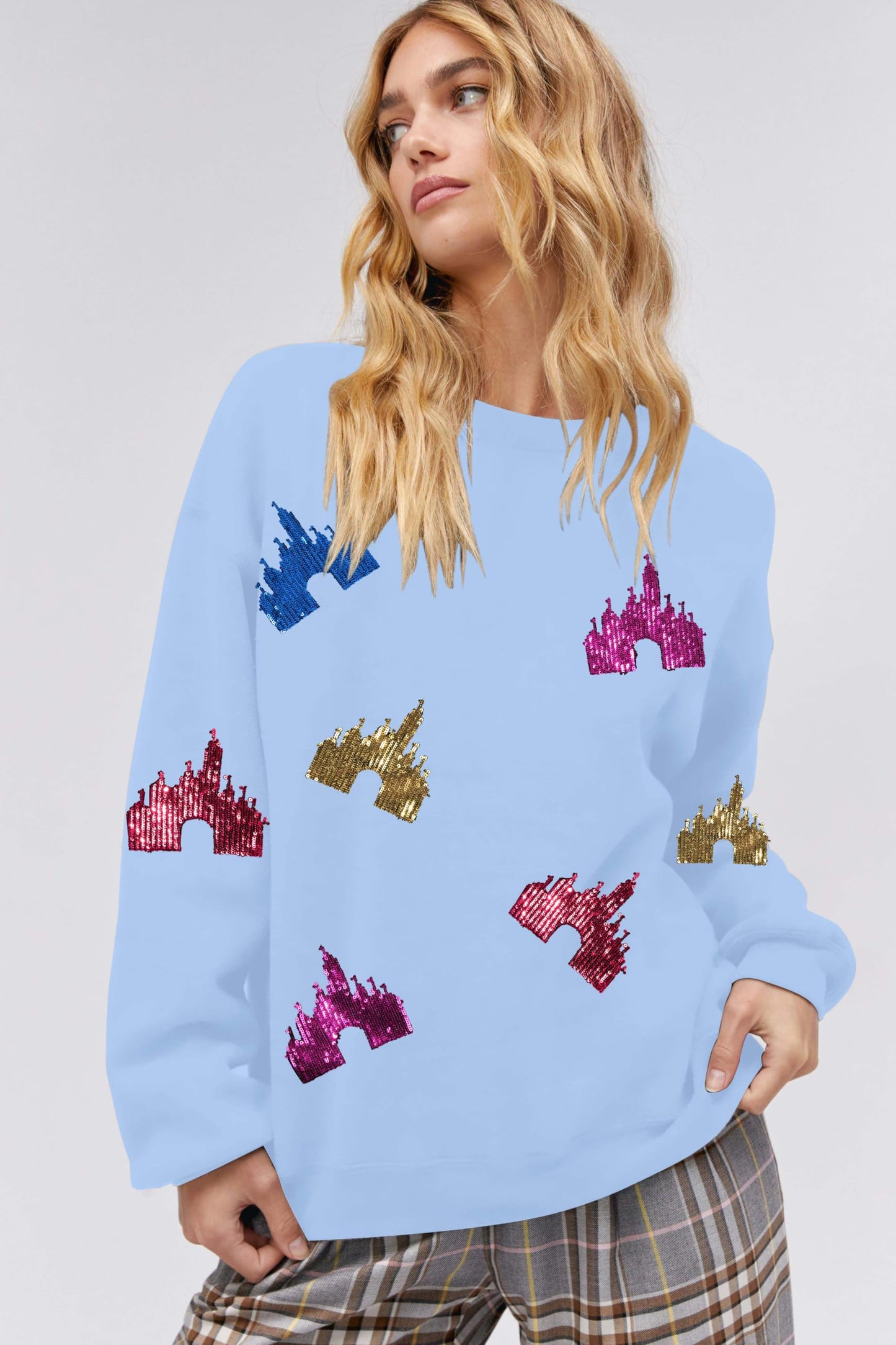 UNIQUEONE Bow Sweatshirt Womens Magic Kingdom Tee Shirt Colorful Pastel Bows Graphic Sweatshirts Oversized Holiday Pullover