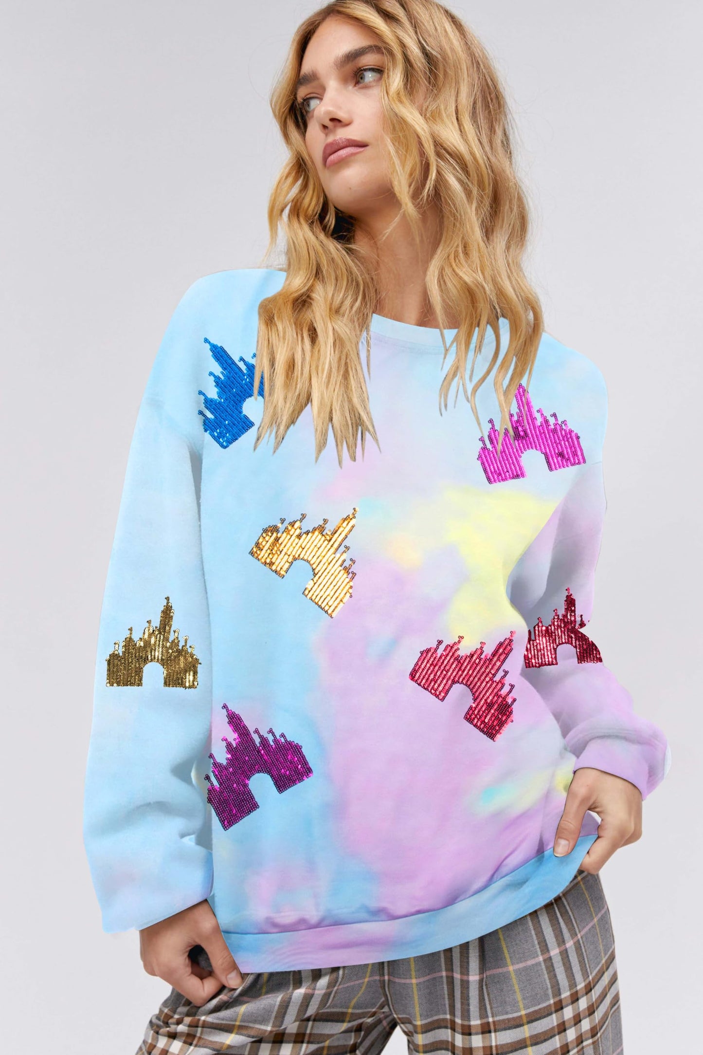 UNIQUEONE Bow Sweatshirt Womens Magic Kingdom Tee Shirt Colorful Pastel Bows Graphic Sweatshirts Oversized Holiday Pullover