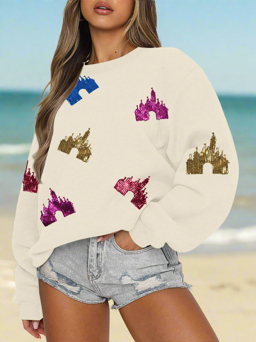 UNIQUEONE Bow Sweatshirt Womens Magic Kingdom Tee Shirt Colorful Pastel Bows Graphic Sweatshirts Oversized Holiday Pullover